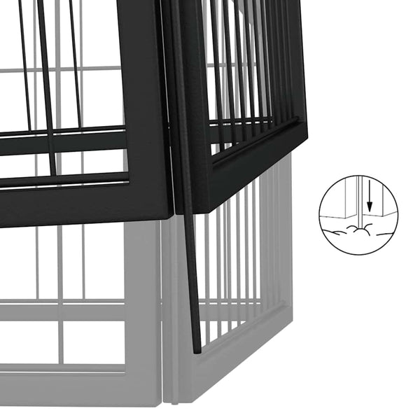 vidaXL 18-piece Dog Playpen Black 50x100cm Powder-Coated Steel