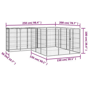 vidaXL 18-piece Dog Playpen Black 50x100cm Powder-Coated Steel