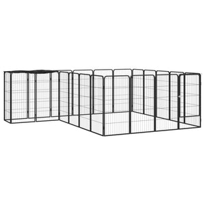 vidaXL 22-piece Dog Playpen Black 50x100cm Powder-Coated Steel