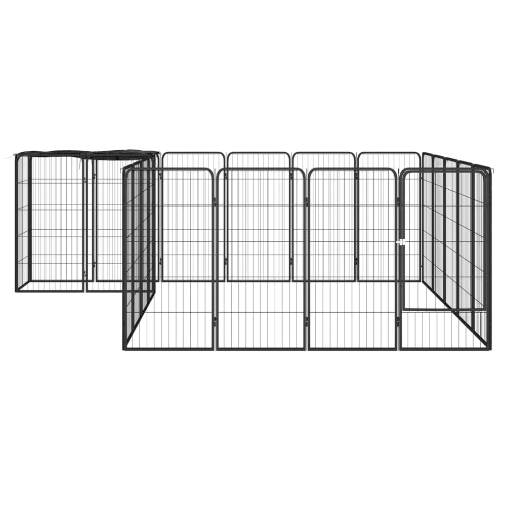 vidaXL 22-piece Dog Playpen Black 50x100cm Powder-Coated Steel