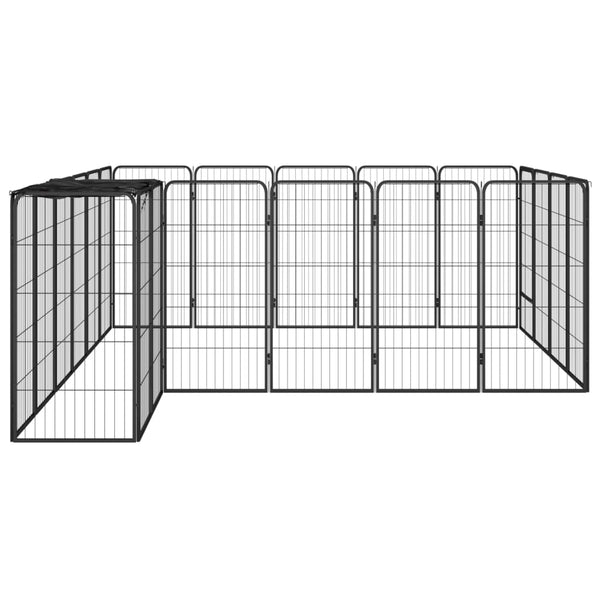vidaXL 22-piece Dog Playpen Black 50x100cm Powder-Coated Steel