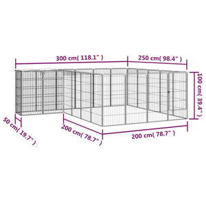vidaXL 22-piece Dog Playpen Black 50x100cm Powder-Coated Steel