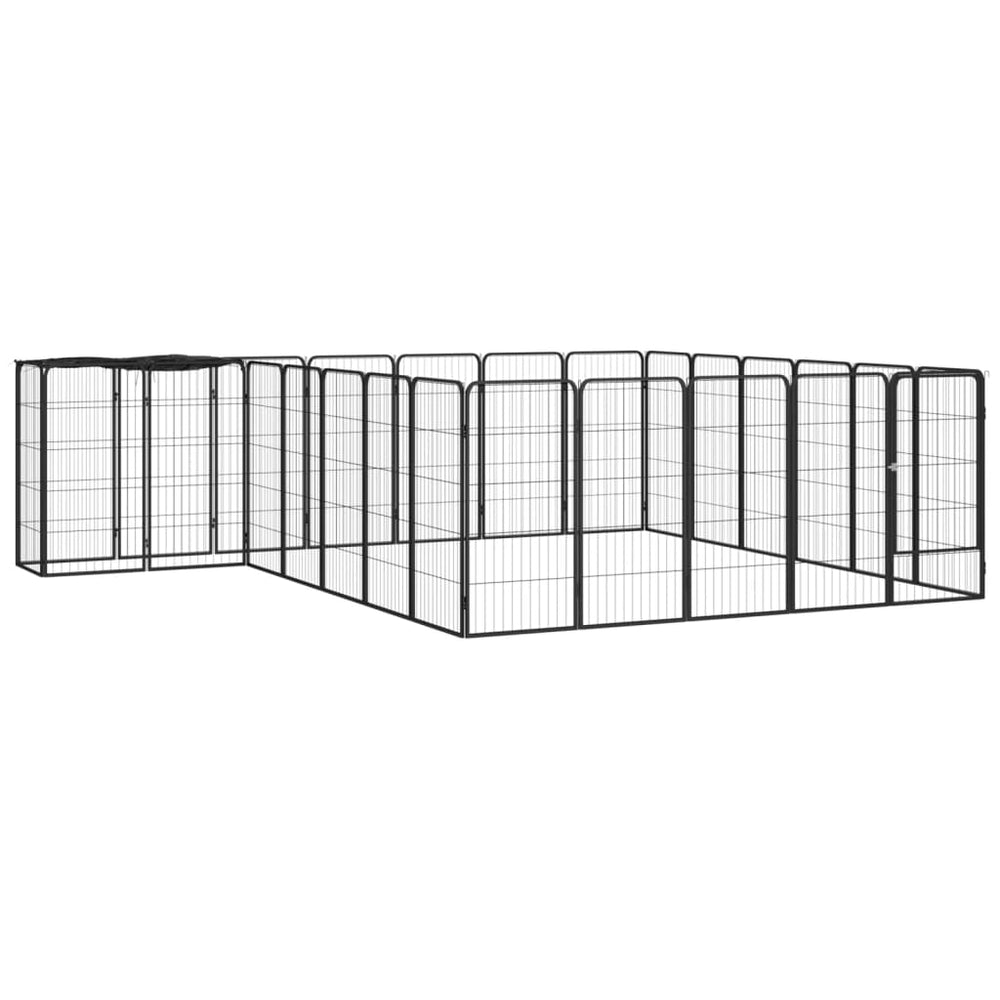 vidaXL 26-piece Dog Playpen Black 50x100cm Powder-Coated Steel