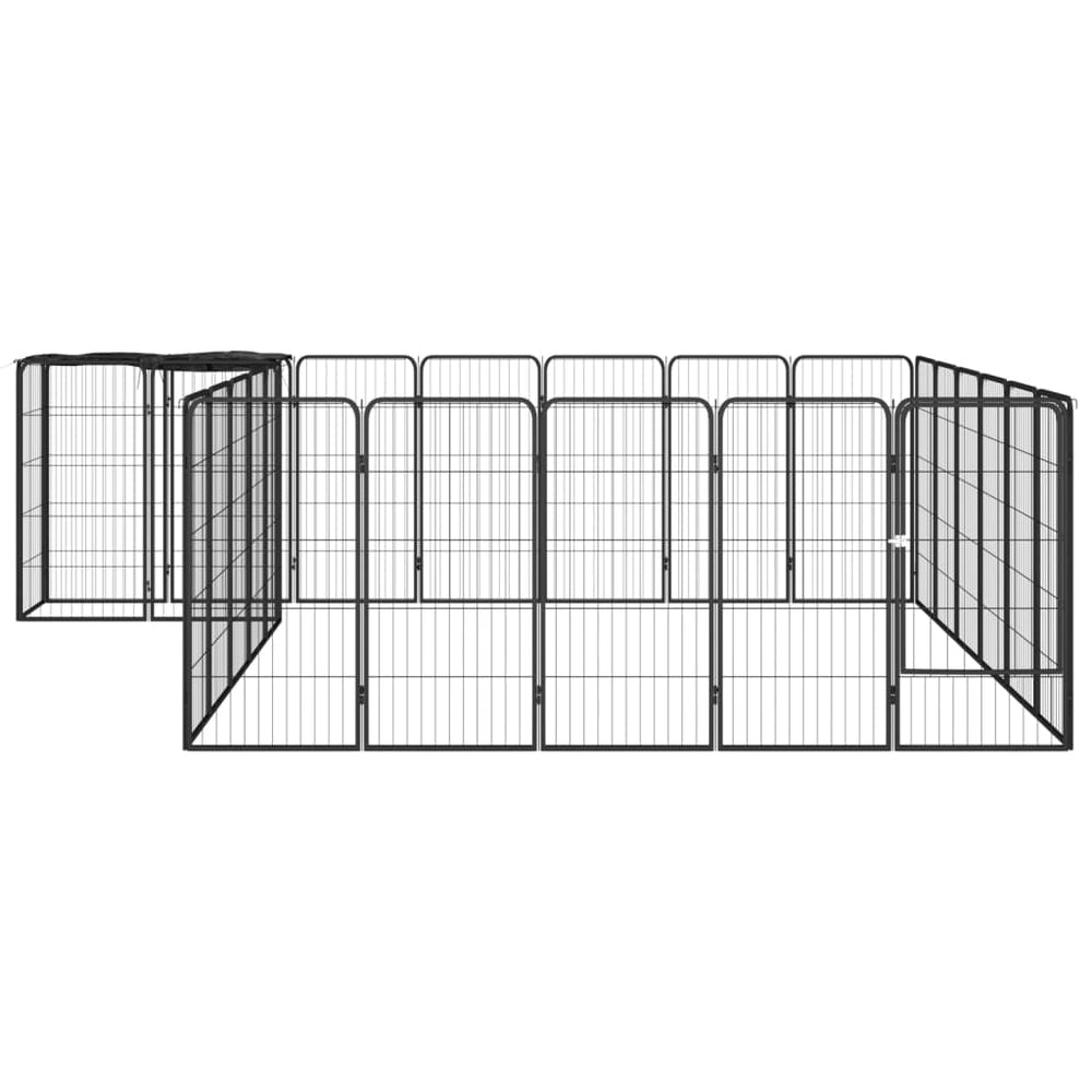 vidaXL 26-piece Dog Playpen Black 50x100cm Powder-Coated Steel