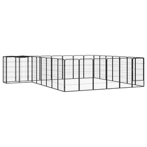 vidaXL 30-piece Dog Playpen Black 50x100 cm Powder-Coated Steel