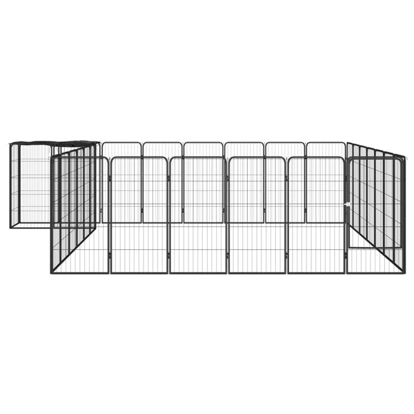 vidaXL 30-piece Dog Playpen Black 50x100 cm Powder-Coated Steel