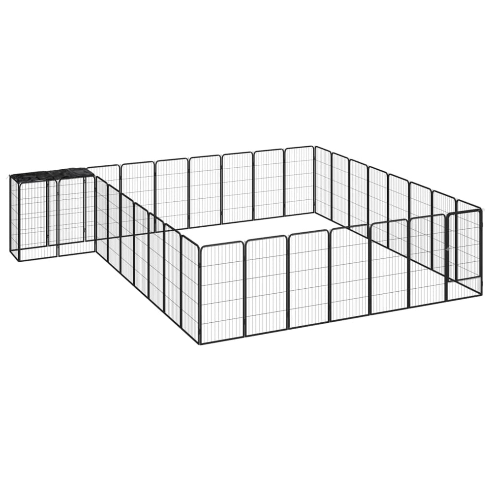 vidaXL 34-pc. Dog Pen Black 50x100cm Powder-Coated Steel
