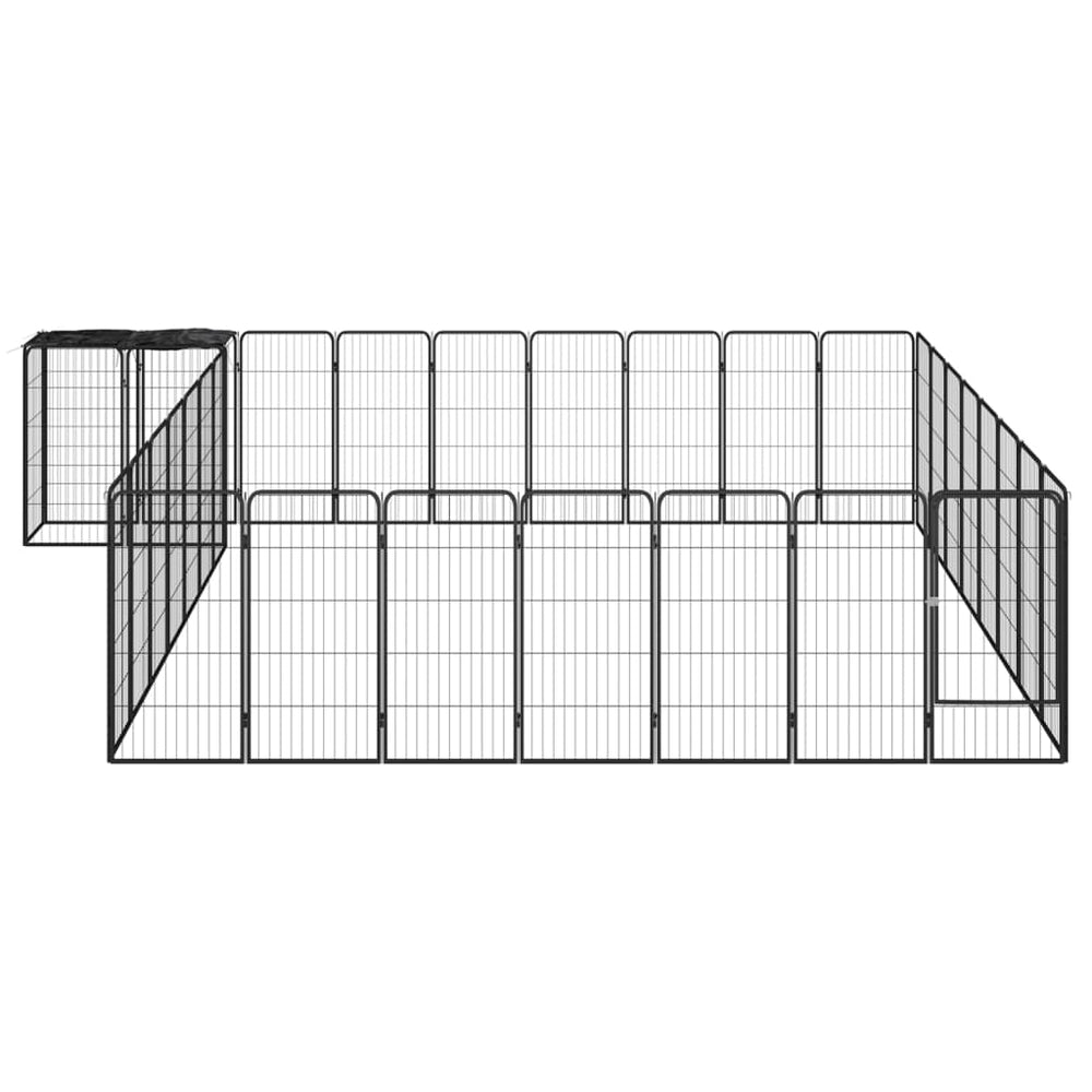 vidaXL 34-pc. Dog Pen Black 50x100cm Powder-Coated Steel
