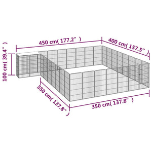 vidaXL 34-pc. Dog Pen Black 50x100cm Powder-Coated Steel