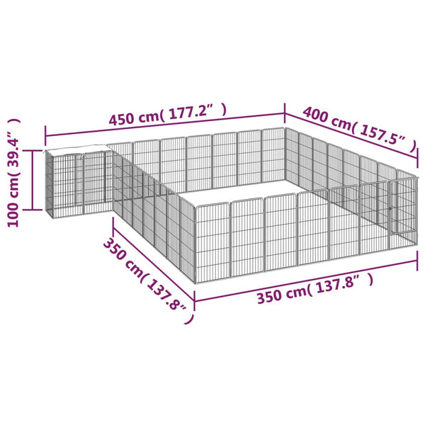 vidaXL 34-pc. Dog Pen Black 50x100cm Powder-Coated Steel