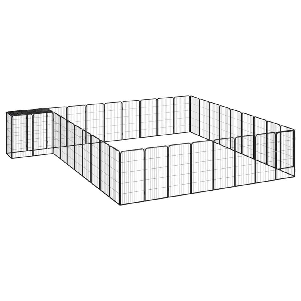 vidaXL 38-piece Dog Playpen Black 50x100cm Powder-coated Steel
