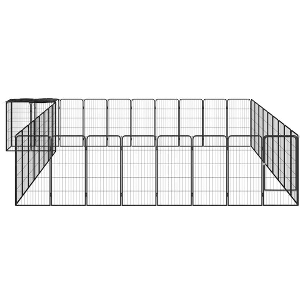 vidaXL 38-piece Dog Playpen Black 50x100cm Powder-coated Steel