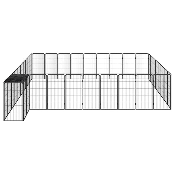 vidaXL 38-piece Dog Playpen Black 50x100cm Powder-coated Steel