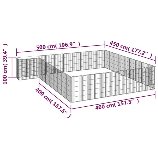 vidaXL 38-piece Dog Playpen Black 50x100cm Powder-coated Steel