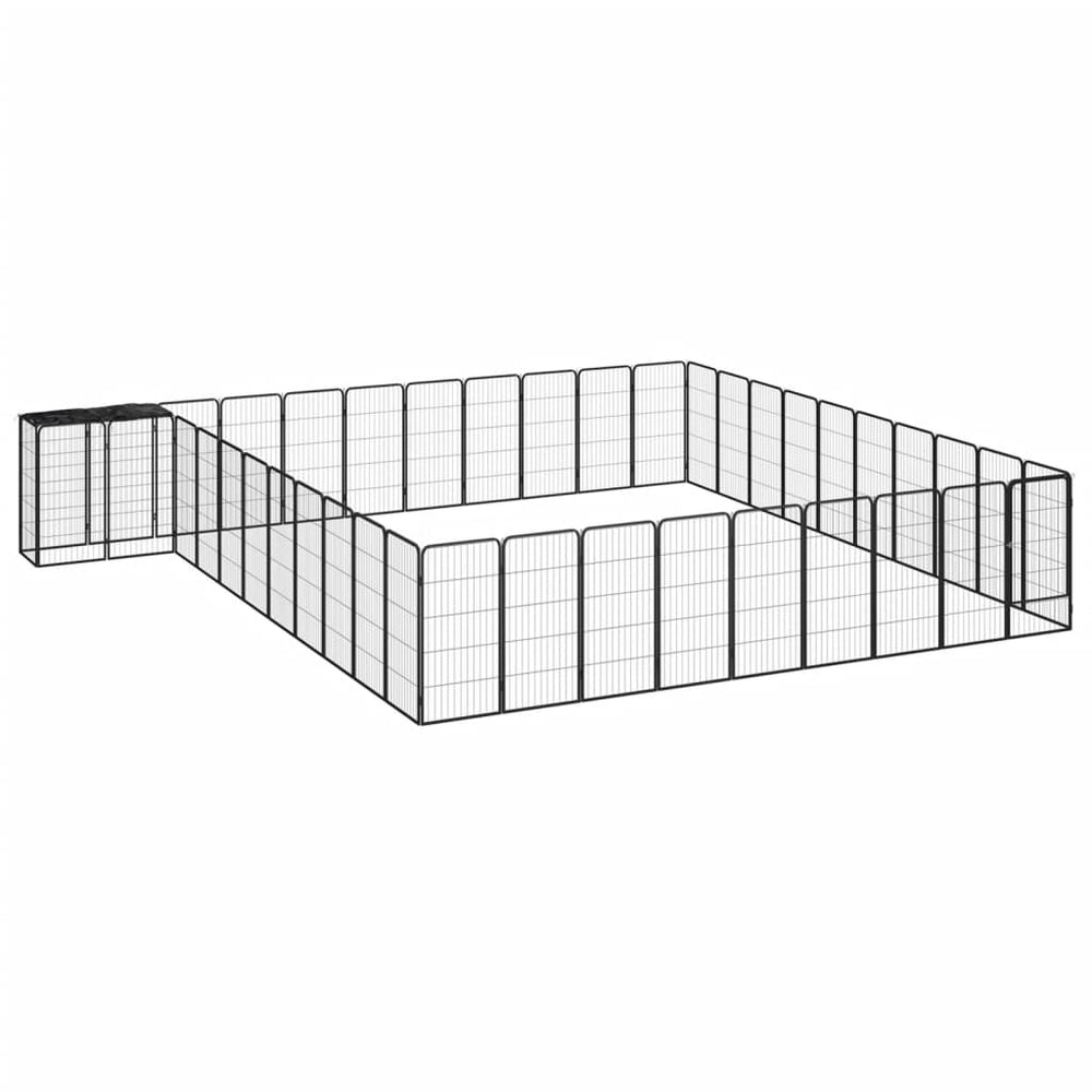 vidaXL 42-Piece Dog Playpen Black 50x100cm Powder-Coated Steel