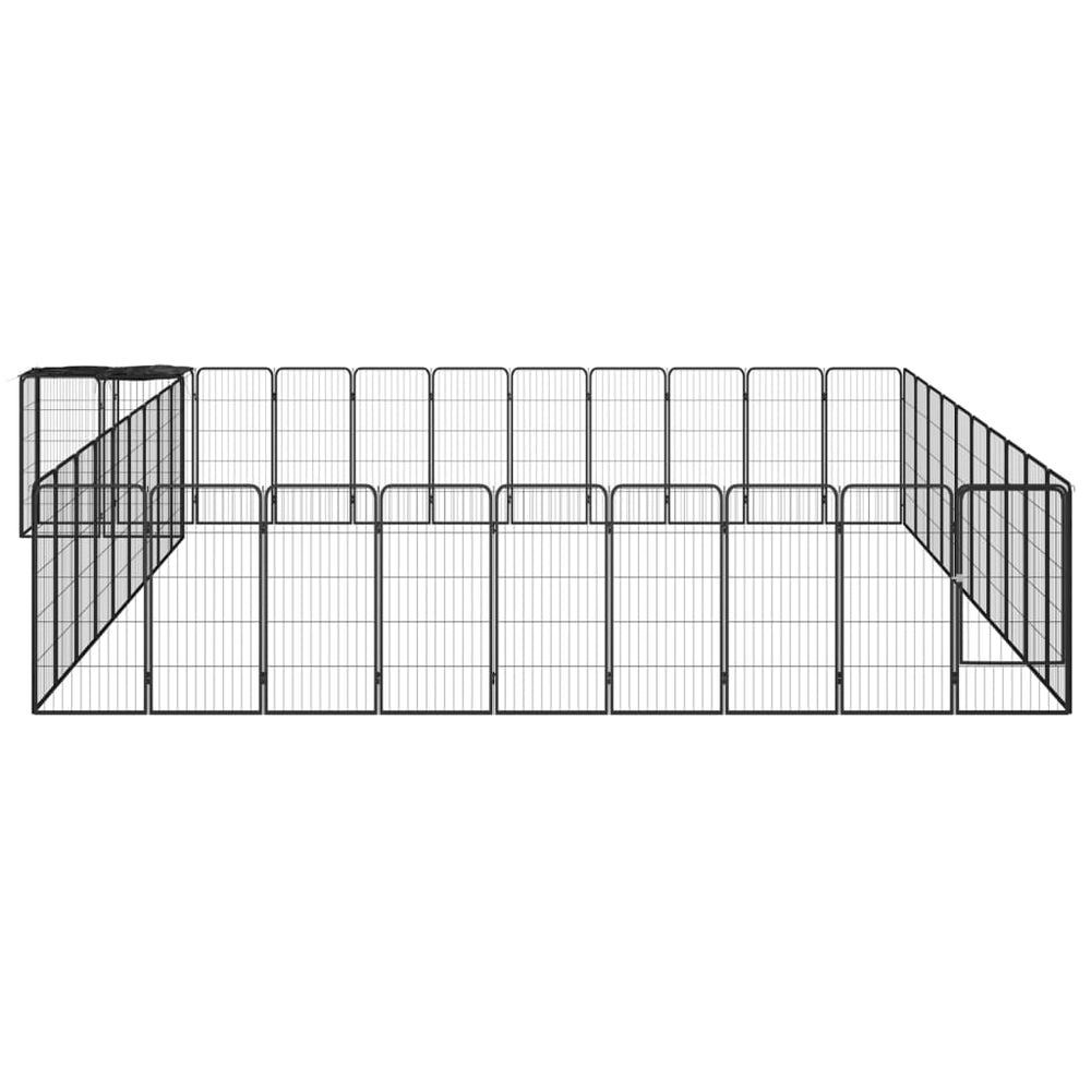 vidaXL 42-Piece Dog Playpen Black 50x100cm Powder-Coated Steel