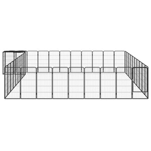 vidaXL 42-Piece Dog Playpen Black 50x100cm Powder-Coated Steel