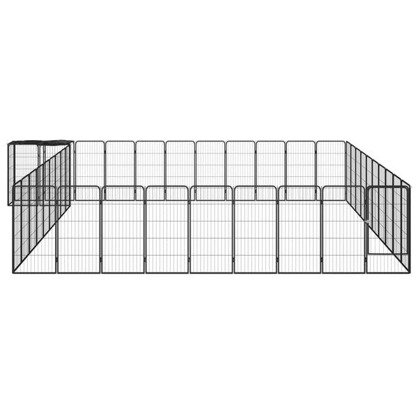 vidaXL 42-Piece Dog Playpen Black 50x100cm Powder-Coated Steel