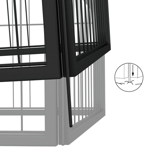 vidaXL 42-Piece Dog Playpen Black 50x100cm Powder-Coated Steel