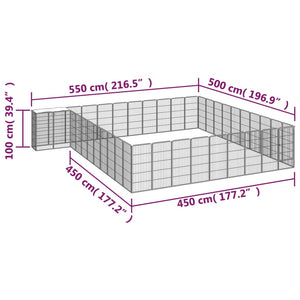 vidaXL 42-Piece Dog Playpen Black 50x100cm Powder-Coated Steel