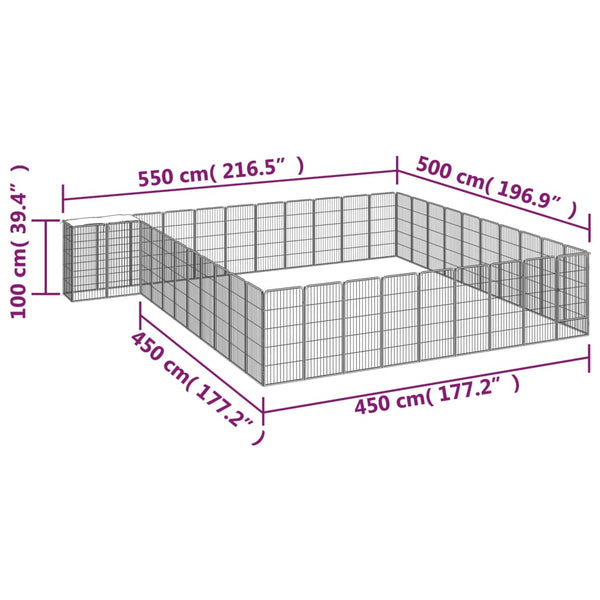 vidaXL 42-Piece Dog Playpen Black 50x100cm Powder-Coated Steel