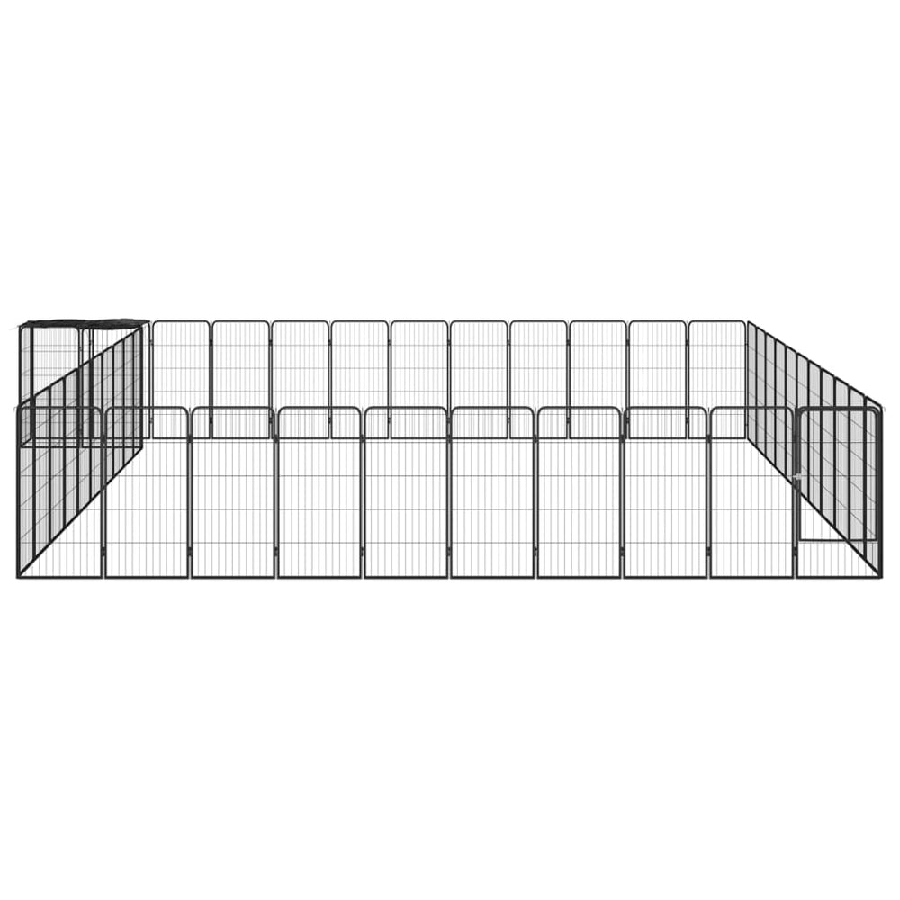 vidaXL 46-piece Dog Playpen Black 50x100cm Powder-Coated Steel