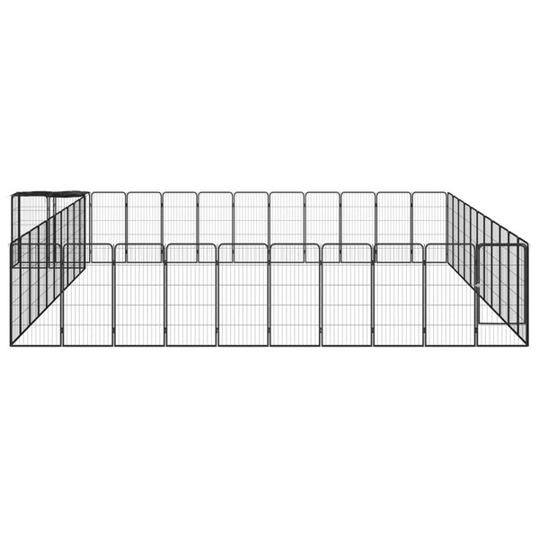vidaXL 46-piece Dog Playpen Black 50x100cm Powder-Coated Steel