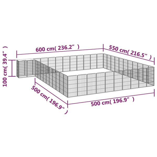 vidaXL 46-piece Dog Playpen Black 50x100cm Powder-Coated Steel