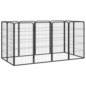 vidaXL 12-Piece Dog Playpen Black 50x100cm Powder-Coated Steel