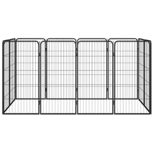 vidaXL 12-Piece Dog Playpen Black 50x100cm Powder-Coated Steel