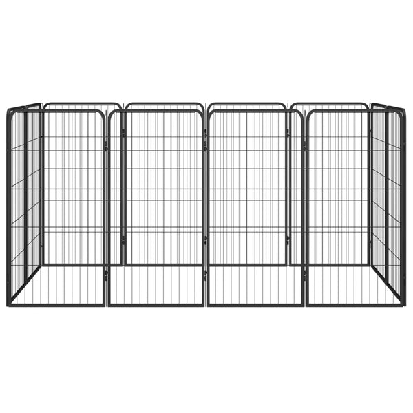 vidaXL 12-Piece Dog Playpen Black 50x100cm Powder-Coated Steel