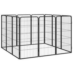 vidaXL 12-Piece Dog Playpen Black 50x100cm Powder-Coated Steel