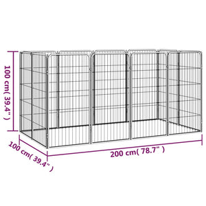 vidaXL 12-Piece Dog Playpen Black 50x100cm Powder-Coated Steel