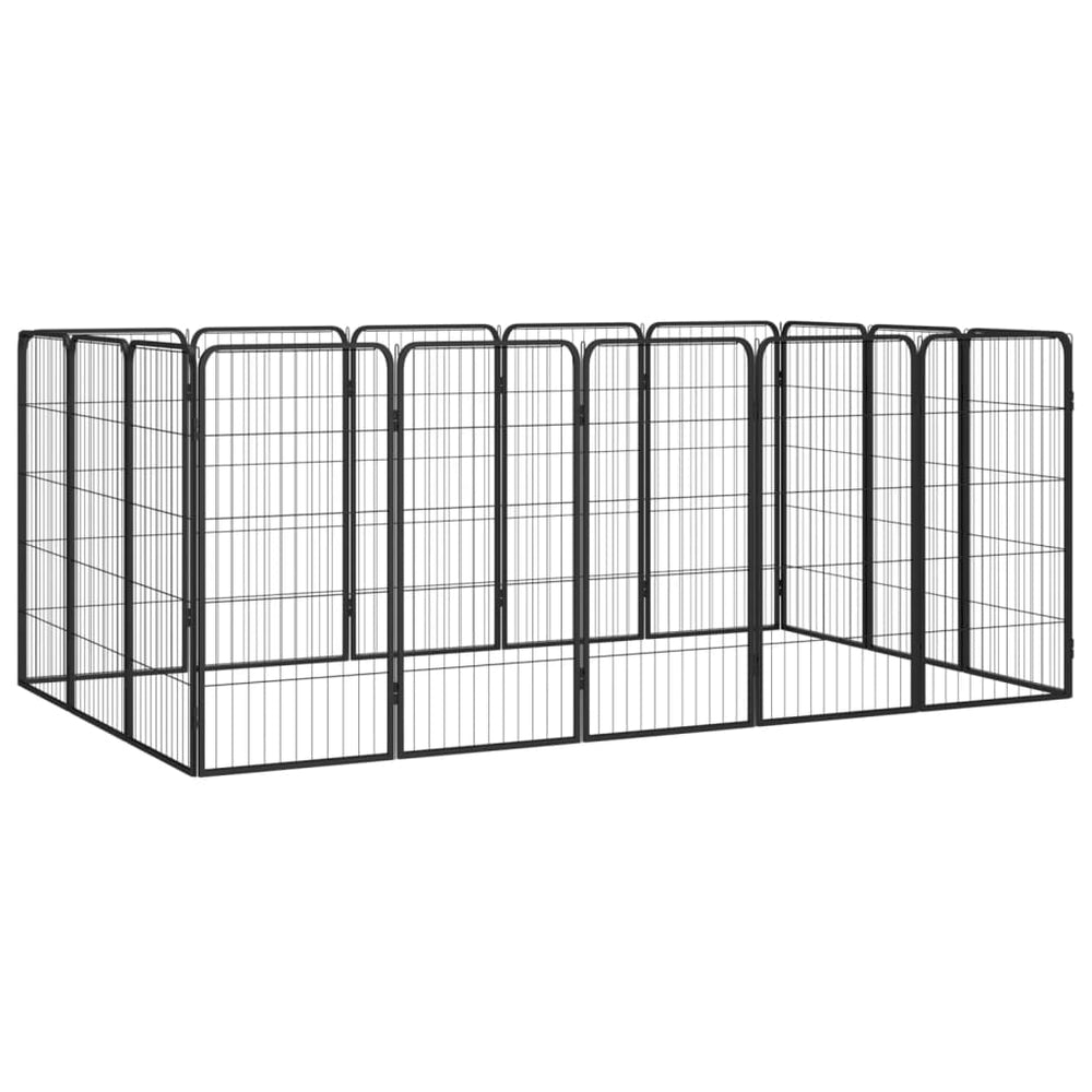 vidaXL 16-pc. Dog Playpen Black 50x100cm Powder-Coated Steel