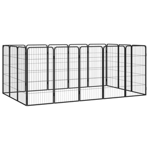 vidaXL 16-pc. Dog Playpen Black 50x100cm Powder-Coated Steel