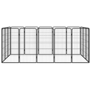 vidaXL 16-pc. Dog Playpen Black 50x100cm Powder-Coated Steel