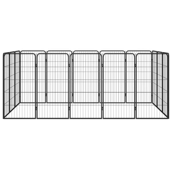 vidaXL 16-pc. Dog Playpen Black 50x100cm Powder-Coated Steel