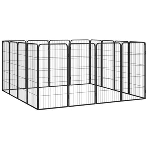 vidaXL 16-pc. Dog Playpen Black 50x100cm Powder-Coated Steel