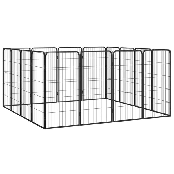 vidaXL 16-pc. Dog Playpen Black 50x100cm Powder-Coated Steel