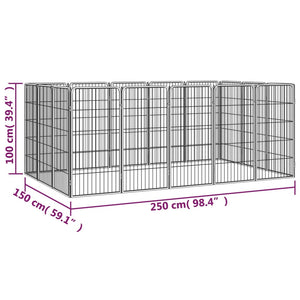 vidaXL 16-pc. Dog Playpen Black 50x100cm Powder-Coated Steel