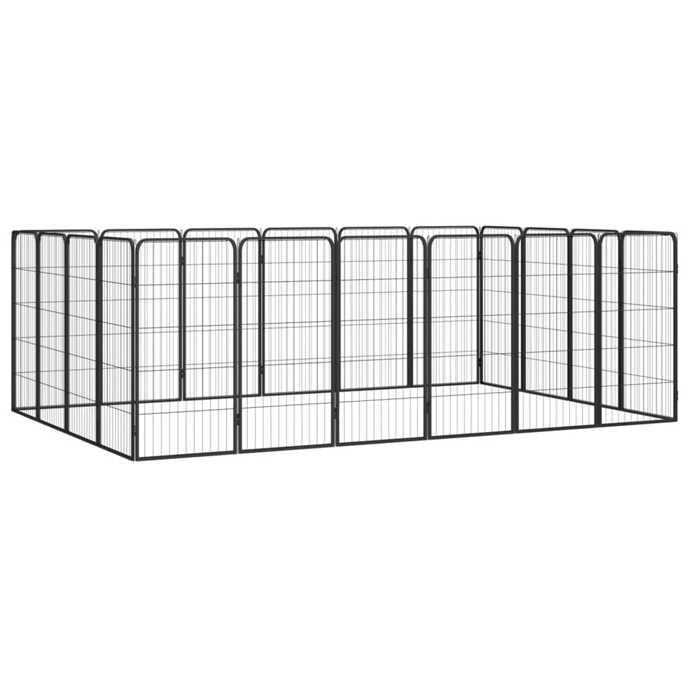 vidaXL 20-pc. Dog Pen Black 50x100cm Powder-Coated Steel