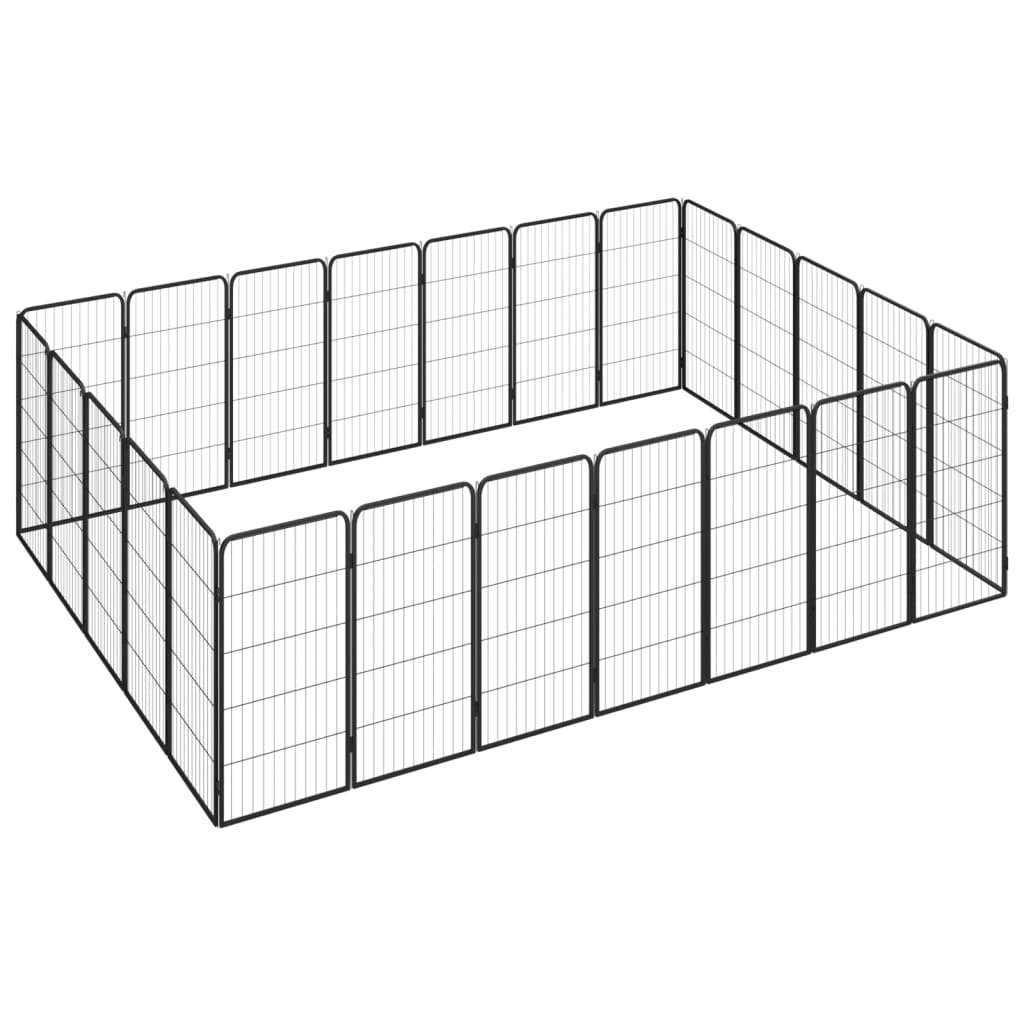 vidaXL 24-piece Dog Playpen Black 50x100cm Powder-Coated Steel