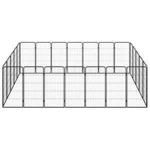 vidaXL 24-piece Dog Playpen Black 50x100cm Powder-Coated Steel