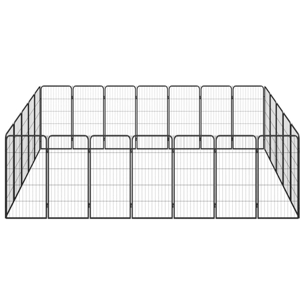 vidaXL 24-piece Dog Playpen Black 50x100cm Powder-Coated Steel