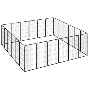 vidaXL 24-piece Dog Playpen Black 50x100cm Powder-Coated Steel