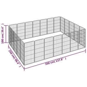 vidaXL 24-piece Dog Playpen Black 50x100cm Powder-Coated Steel