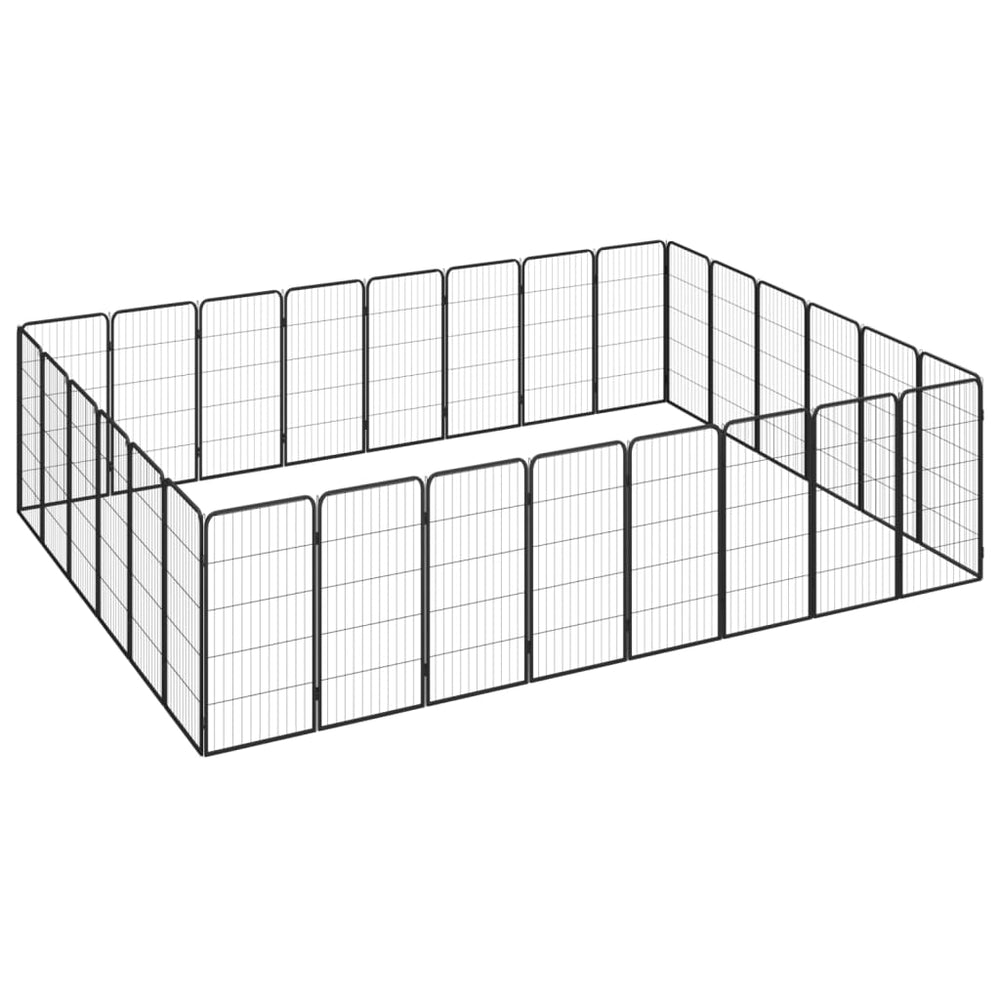 vidaXL 28-Piece Dog Playpen Black 50x100cm Powder-Coated Steel