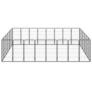 vidaXL 28-Piece Dog Playpen Black 50x100cm Powder-Coated Steel