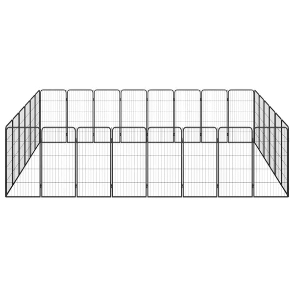 vidaXL 28-Piece Dog Playpen Black 50x100cm Powder-Coated Steel