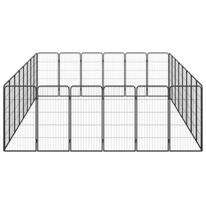 vidaXL 28-Piece Dog Playpen Black 50x100cm Powder-Coated Steel